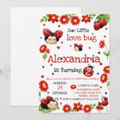 Lady Bug Birthday Invitation Kaart (Voorkant / Achterkant)
