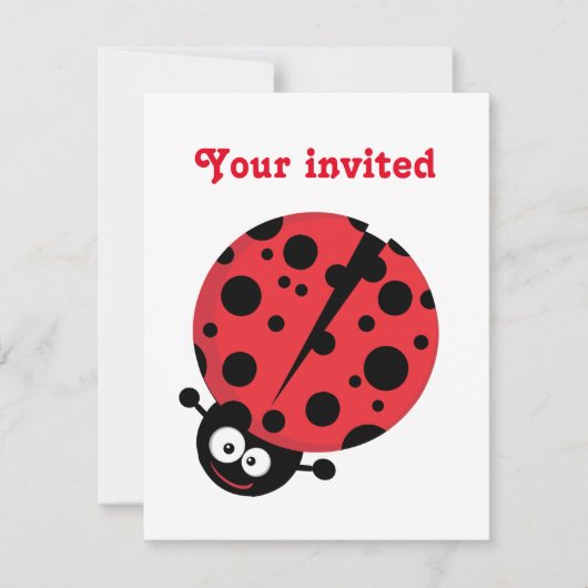 Lady Bug Birthday Invite Kaart (Voorkant)