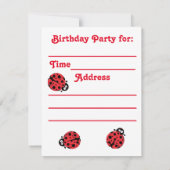 Lady Bug Birthday Invite Kaart (Achterkant)