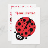 Lady Bug Birthday Invite Kaart (Voorkant / Achterkant)