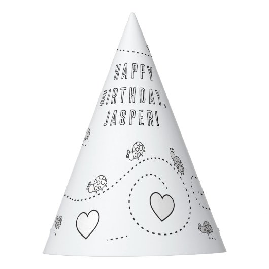 Lady Bug Birthday Party - Kleur uw eigen partijgen Feesthoedjes (Voorkant)