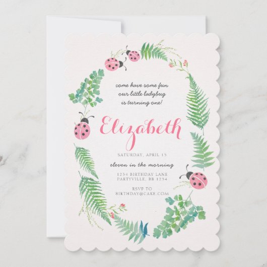 Lady Bug Birthday Uitnodiging (Voorkant)