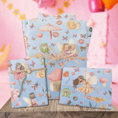 Lady Bug Butterfly Toad Gnome Fairies Garden Blue Inpakpapier Vel