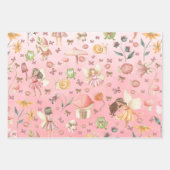 Lady Bug Butterfly Toad Gnome Fairies Garden Pink Inpakpapier Vel (Voorkant)