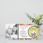 Lady Bug & Cupcake Birthday Uitnodigingsfotokaart (Staand voorkant)