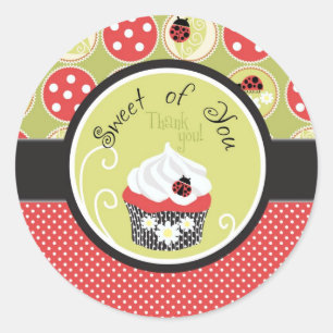 Lady Bug & Cupcake Dank u Ronde Sticker