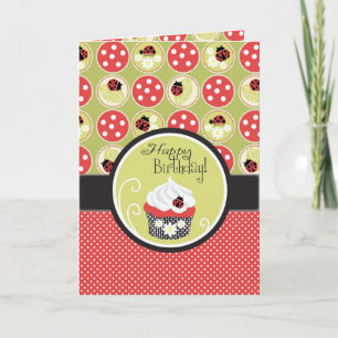 Lady Bug & Cupcake Verjaardag Kaart