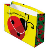 Lady Bug Cute 1st Birthday Party Groot Cadeauzakje (Achterkant Gekanteld)