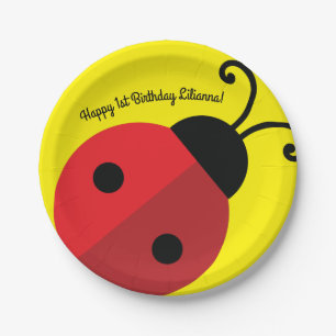 Lady Bug Cute 1st Birthday Party Papieren Bordje