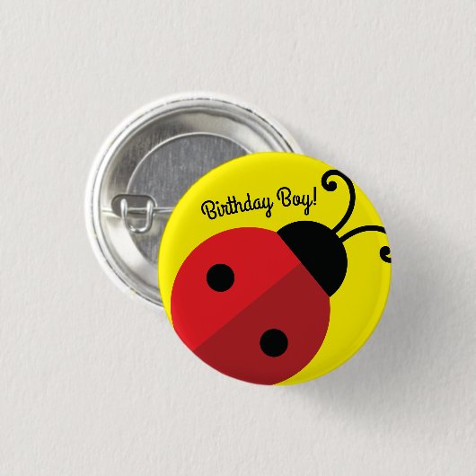Lady Bug Cute 1st Birthday Party Ronde Button 3,2 Cm (Voorkant /achterkant)