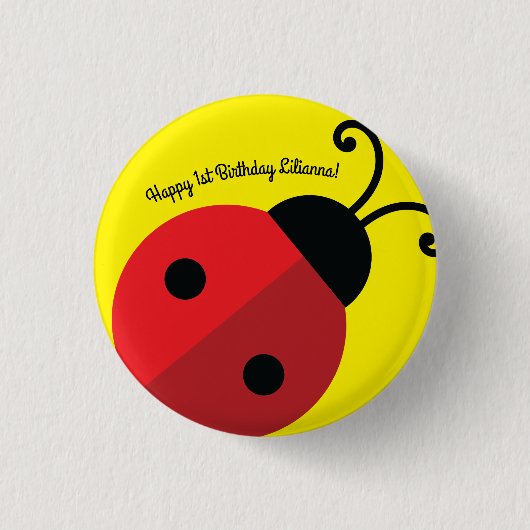 Lady Bug Cute 1st Birthday Party Ronde Button 3,2 Cm (Voorkant)