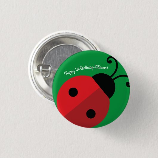 Lady Bug Cute 1st Birthday Party Ronde Button 3,2 Cm (Voorkant /achterkant)