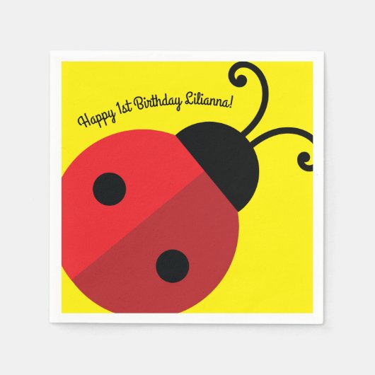 Lady Bug Cute 1st Birthday Party Servet (Voorkant)