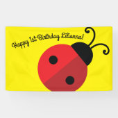 Lady Bug Cute 1st Birthday Party Spandoek (Horizontaal)
