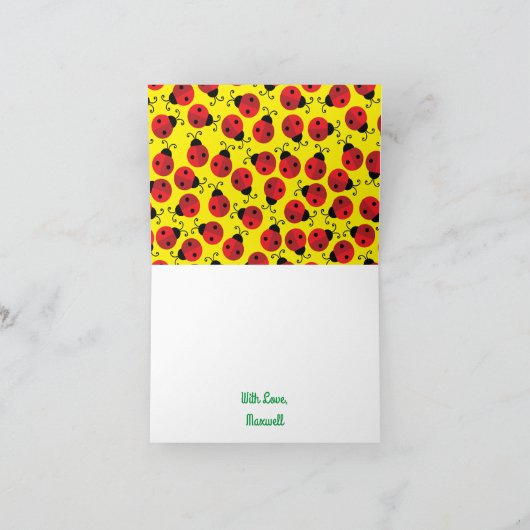 Lady Bug Cute Kind Ladybug Birthday Party Kaart (Binnen)