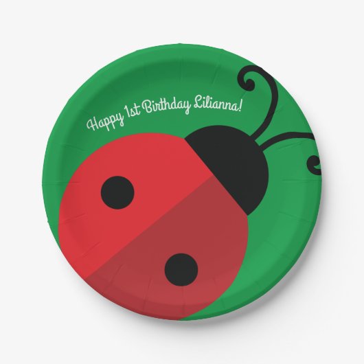 Lady Bug Cute Kind Ladybug Birthday Party Papieren Bordje (Voorkant)