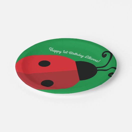 Lady Bug Cute Kind Ladybug Birthday Party Papieren Bordje (Gekanteld)