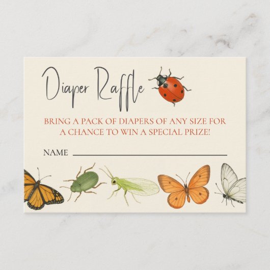 Lady Bug Diaper Raffle Baby Shower Enclosure Card Informatiekaartje (Voorkant)