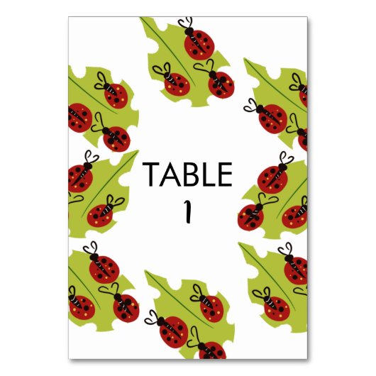 Lady Bug Drawing Birthday Table Kaart (Voorkant)