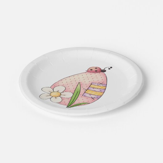 Lady Bug Easter Egg Papieren Bordje (Gekanteld)