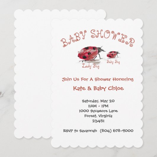 Lady Bug en Baby Bug Baby shower Kaart (Voorkant / Achterkant)