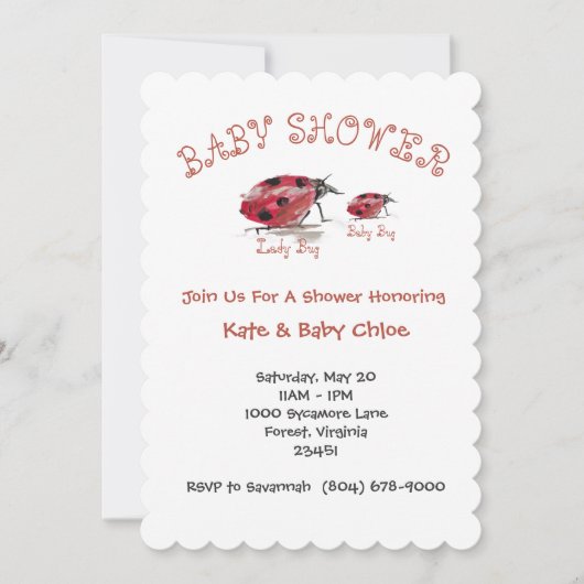 Lady Bug en Baby Bug Baby shower Kaart (Voorkant)