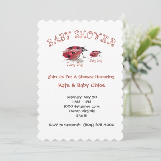 Lady Bug en Baby Bug Baby shower Kaart (Staand voorkant)