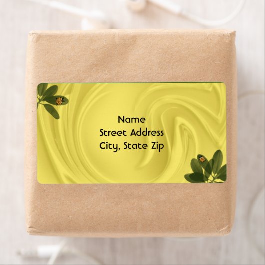 Lady Bug en bladhoeken Etiket (Insitu)