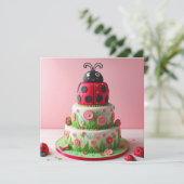 LADY BUG EN BLOEMEN KINDEREN VERJAARDAGSTAART KAART (Staand voorkant)