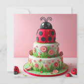 LADY BUG EN BLOEMEN KINDEREN VERJAARDAGSTAART KAART (Voorkant)