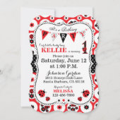 Lady Bug en Polka Dots verjaardagsuitnodiging Kaart (Voorkant)