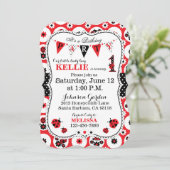 Lady Bug en Polka Dots verjaardagsuitnodiging Kaart (Staand voorkant)