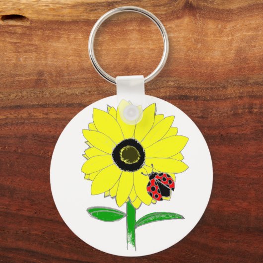 Lady Bug en Sunflower Sleutelhanger (Voorkant)