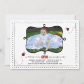 Lady Bug First Birthday Party Invitation -card- Kaart (Voorkant)