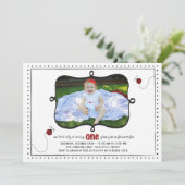 Lady Bug First Birthday Party Invitation -card- Kaart (Staand voorkant)