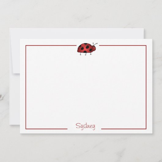 Lady Bug Flat Note Card Stationery (#FLAT 009) Notitiekaartje (Voorkant)