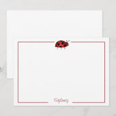 Lady Bug Flat Note Card Stationery (#FLAT 009) Notitiekaartje (Voorkant / Achterkant)
