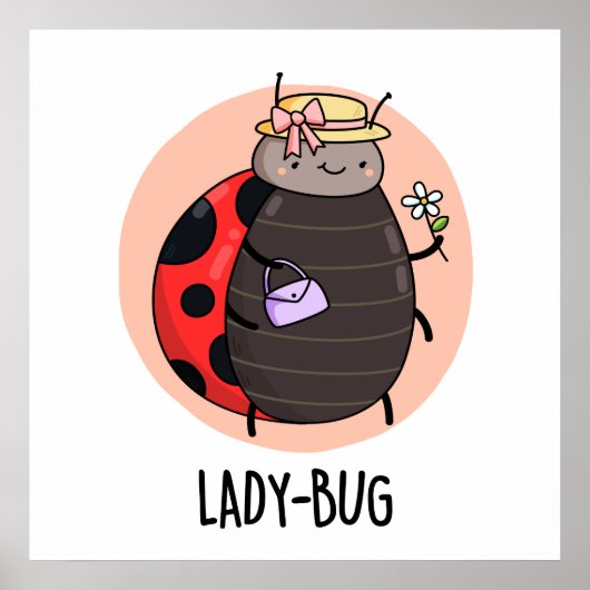 Lady Bug Funny Insect Ladybird Pun Poster (Voorkant)