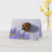 Lady bug groeten kaart (Gele Bloem)