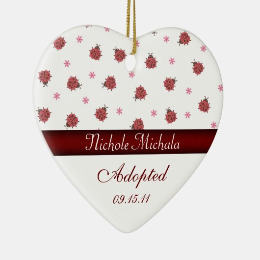 Lady Bug Heart Adoption kondiging Keramisch Ornament (Rechts)