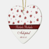 Lady Bug Heart Adoption kondiging Keramisch Ornament (Links)
