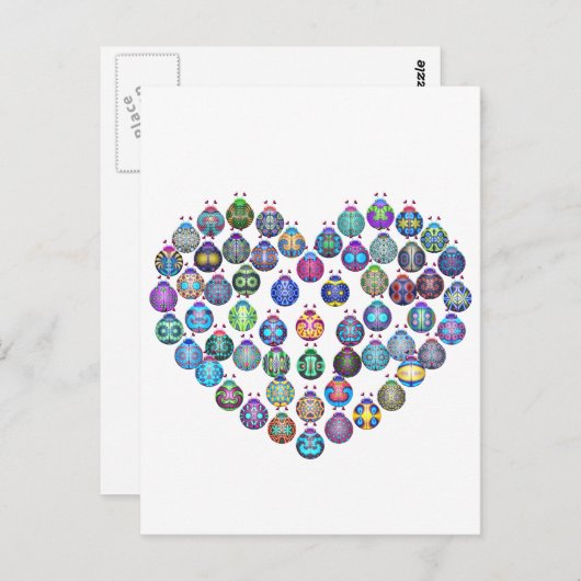 Lady Bug Heart Briefkaart (Voorkant / Achterkant)