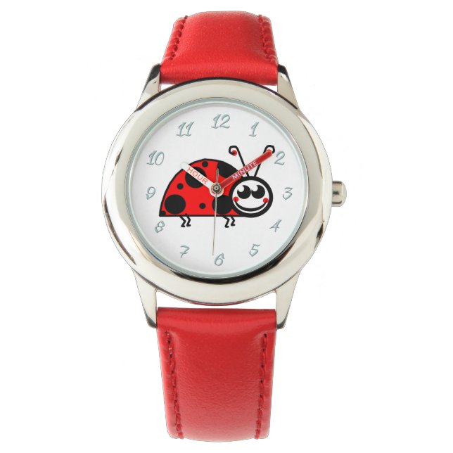 Lady-Bug Horloge (Kinder) Rood van Zazz_it (Voorkant)