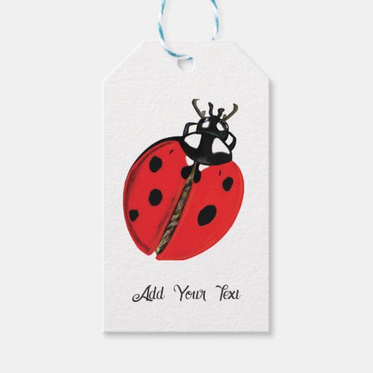 Lady bug illustratie gepersonaliseerd cadeaulabel (Voorkant)