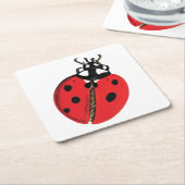 Lady Bug Illustratie Kartonnen Onderzetters (Schuin)