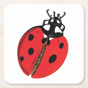 Lady Bug Illustratie Kartonnen Onderzetters