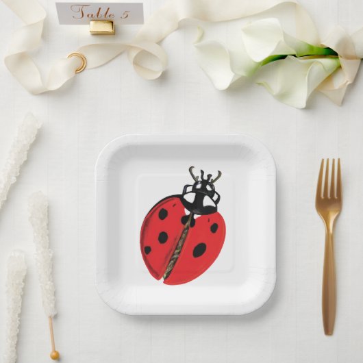 Lady Bug Illustratie Papieren Bordje (Huwelijk)