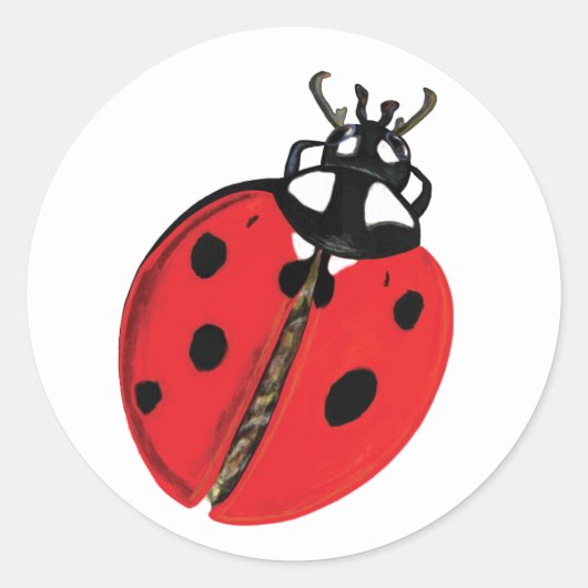 Lady Bug Illustratie Ronde Sticker (Voorkant)