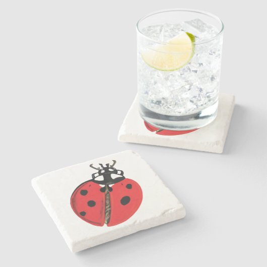 Lady Bug Illustratie Stenen Onderzetter (Zijkant)