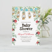 Lady Bug in Greenery Garden Baby shower Kaart (Staand voorkant)